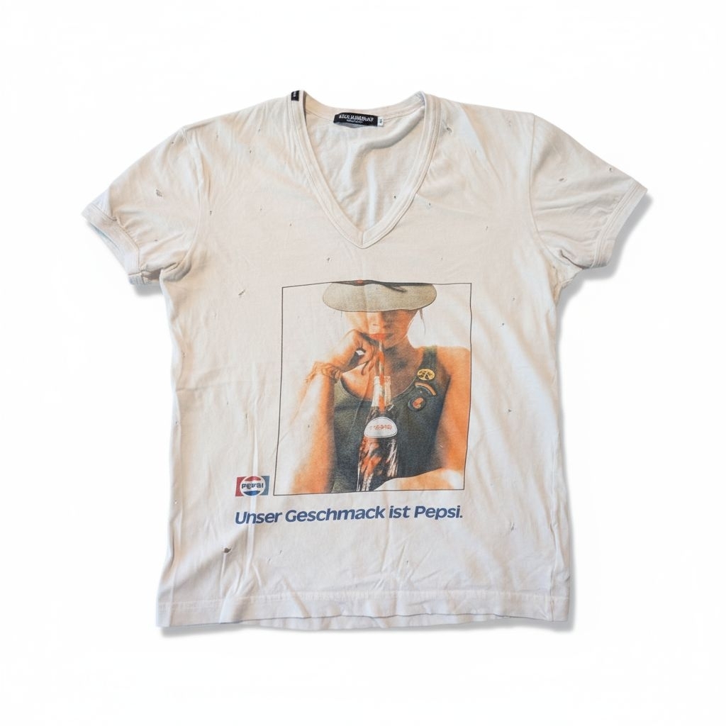 Dolce & Gabbana X Pepsi V-Neck Graphic Short Sleeve Cream T-Shirt Size 50
